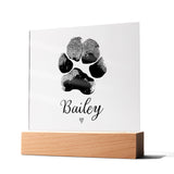 Personalized Pet Memorial Acrylic Square Plaque - Paw Print