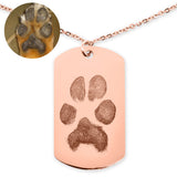 Personalized Pet Memorial Dog Tag Necklace - Paw Print