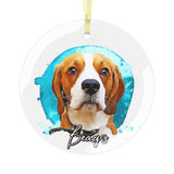 Personalized Pet Glass Ornament - Watercolor Style