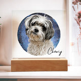 Personalized Watercolor Style Pet Portrait - Acrylic Square