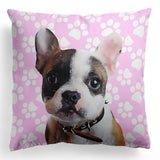 Personalized Pet Portrait Pillow with Paw Pattern