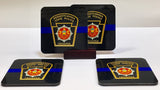 Pennsylvania State Police Trooper Coasters - Set of 4 (with Mahogany Display Stand)