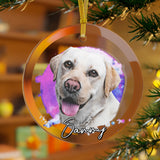 Personalized Pet Glass Ornament - Watercolor Style