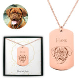 Personalized Pet Memorial Dog Tag Necklace - Portrait Print