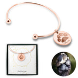 Personalized Pet Memorial Coin Bangle - Paw Print