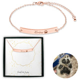 Personalized Pet Memorial Horizontal Bar Bracelet - Paw Print