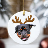 Personalized Ceramic Pet Face Ornament - Holiday Hats