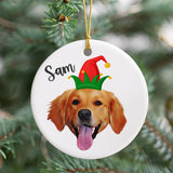 Personalized Ceramic Pet Face Ornament - Holiday Hats