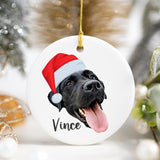 Personalized Ceramic Pet Face Ornament - Holiday Hats