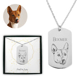 Personalized Pet Memorial Dog Tag Necklace - Portrait Print