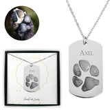 Personalized Pet Memorial Dog Tag Necklace - Paw Print