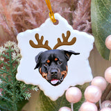 Personalized Ceramic Pet Face Ornament - Holiday Hats