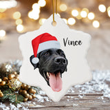 Personalized Ceramic Pet Face Ornament - Holiday Hats