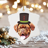 Personalized Ceramic Pet Face Ornament - Holiday Hats