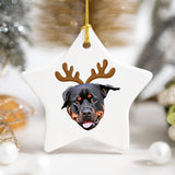 Personalized Ceramic Pet Face Ornament - Holiday Hats