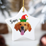 Personalized Ceramic Pet Face Ornament - Holiday Hats