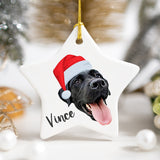 Personalized Ceramic Pet Face Ornament - Holiday Hats