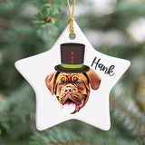 Personalized Ceramic Pet Face Ornament - Holiday Hats