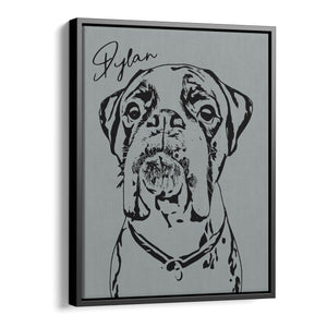 Personalized Minimalistic Pet Portrait - Framed Portrait Canvas