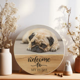 Personalized Pet Portrait Print - Round Wood Sign