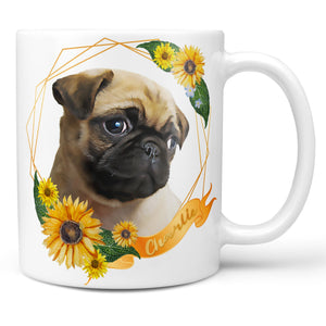 Personalized Floral Dog Portrait Mug