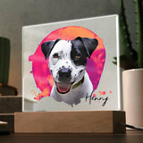 Personalized Watercolor Style Pet Portrait - Acrylic Square