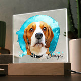 Personalized Watercolor Style Pet Portrait - Acrylic Square