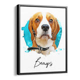 Personalized Framed Pet Portrait Canvas - Watercolor Style