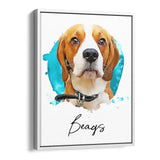 Personalized Framed Pet Portrait Canvas - Watercolor Style