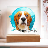 Personalized Watercolor Style Pet Portrait - Acrylic Square