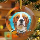 Personalized Pet Glass Ornament - Watercolor Style