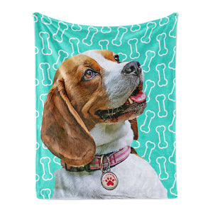 Personalized Pet Throw Blanket - Bone Pattern