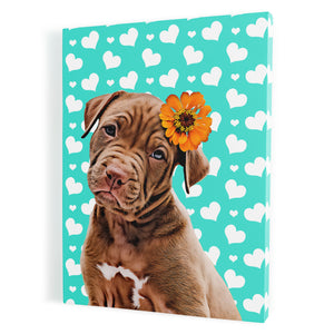 Personalized Pet Portrait Canvas - Hearts