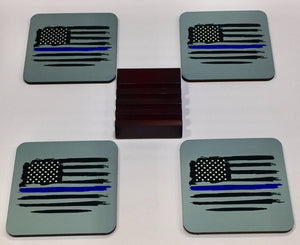 Thin Blue Line Coaster Set