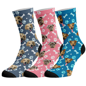 Personalized Dog Socks with Bone Pattern