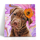 Personalized Pet Square Canvas - Marbled Color