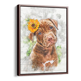 Personalized Framed Pet Portrait Canvas - Color Pencil Drawing Style