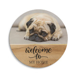 Personalized Pet Portrait Print - Round Wood Sign