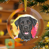 Personalized Pet Glass Ornament - Watercolor Style