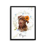 Personalized Pet Portrait Prints - Floral Wreath