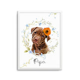 Personalized Pet Portrait Prints - Floral Wreath