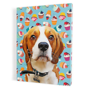 Personalized Pet Portrait Canvas - Cupcakes