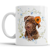 Personalized Dog Portrait Mug - Floral Wreath