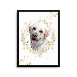 Personalized Pet Portrait Prints - Floral Wreath