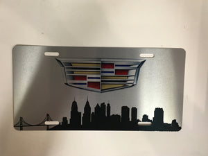 Cadillac Logo Philadelphia Skyline License Plate