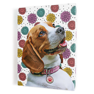 Personalized Framed Pet Portrait Canvas - Fun Flower