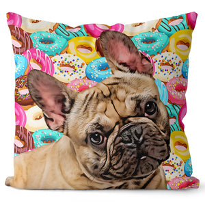 Personalized Pet Portrait Pillow - Donuts