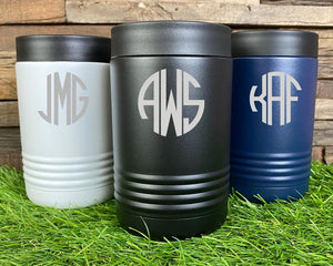 Personalized Stainless Steel Can Cooler, Metal Can Cooler Beverage Holder for Cans or Bottles,Monogram Can Holder, Personalized Can Holder