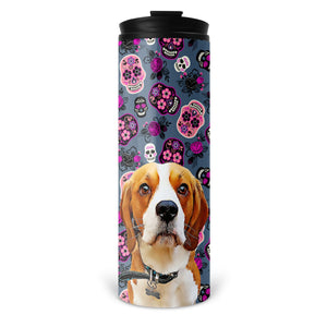 Personalized Pet Skinny Tumbler 16oz - Sugar Skull