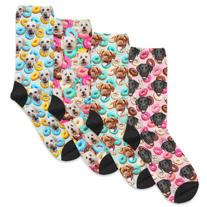 Personalized Pet Face Socks - Donuts